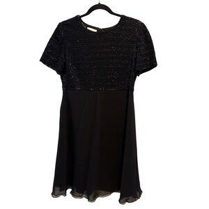 Talbots Beaded Bodice 100% Silk Cocktail Dress 10 Semi-formal Elegant A-line